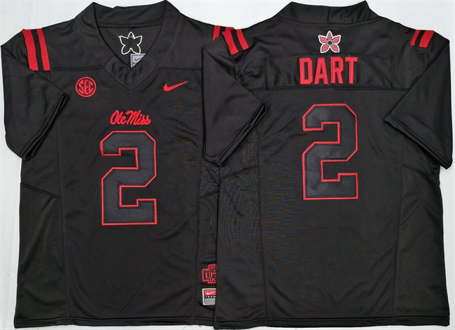 Men's Black Ole Miss Rebels #2 Jaxson Dart 2025 F.U.S.E. Stitched jersey